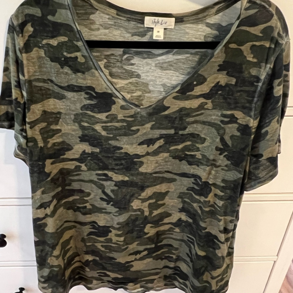 Style & Co Camo V-neck